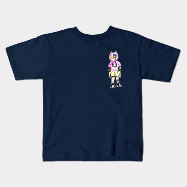 Crayon Catboy Kids T-Shirt by tuffghost